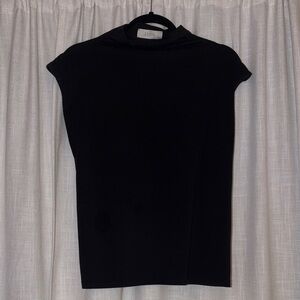 Lyoye Classic Black Mock Neck Cap Sleeve Top